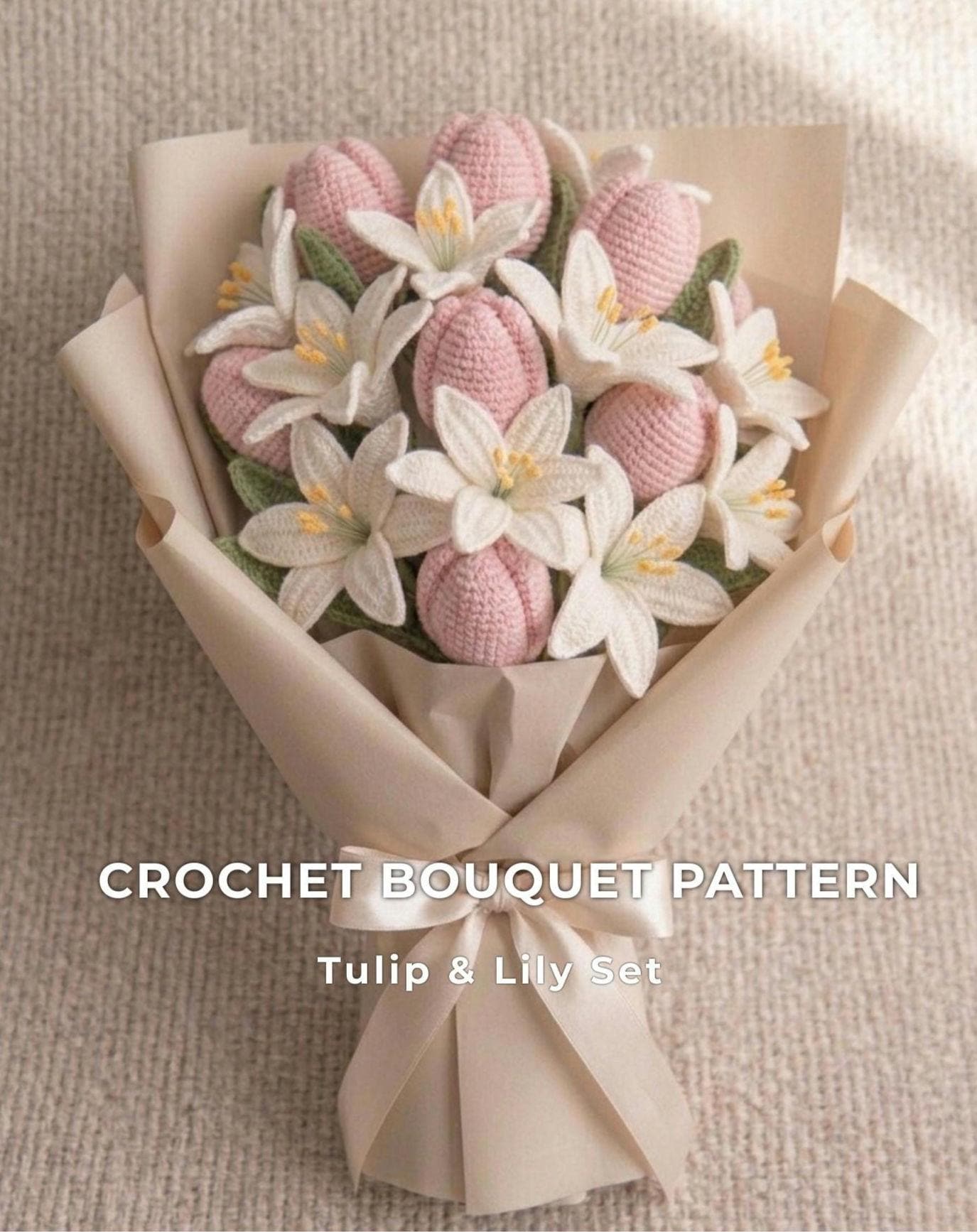 Crochet Flower Bouquet Pattern PDF, Tulip & Lily Crochet Pattern, Wedding Bouquet DIY, Bridal Flowers, Amigurumi Flower...