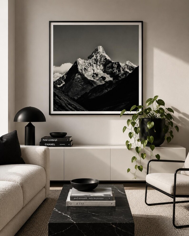 Black White Mountain Wall Art Neutral Landscape Photography Moody ...