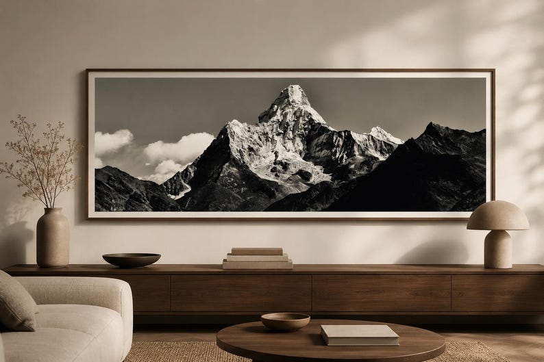 Black White Mountain Wall Art Neutral Landscape Photography Moody ...