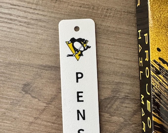 Pittsburgh Penguins Inspired Bookmark | Black & Gold Hockey Bookmark | Gift for Hockey Fan | Made to Order