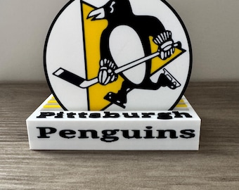 Pittsburgh Penguins Drink Coasters (Set of 4) with holder | Black & Gold Coasters | Hockey Gift | Made to Order