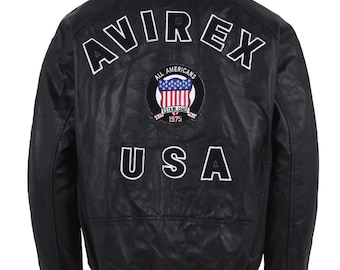 Jaqueta de couro Avirex USA, casaco de couro bovino genuíno e macio, agasalho masculino estilo streetwear