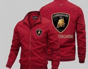 Red Lamborghini Racing Jacket, Sports Car Bomber Jacket, Automotive Fan Gift
