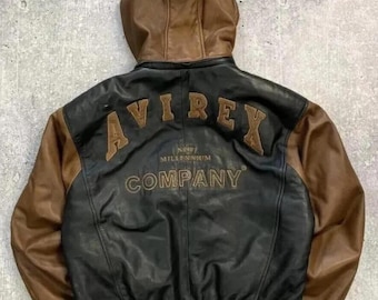 Jaqueta Avirex USA Icon, Casaco em Couro Legítimo Macio, Casaco Bomber Masculino Estilo Streetwear