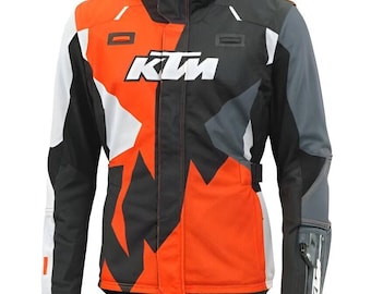 Jaqueta de corrida KTM Adventure Mesh para homens, laranja e preta, para motociclismo.