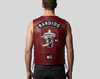 Colete de couro vermelho para motociclista, colete do MC Germany Motorcycle Club, equipamento masculino para motociclistas
