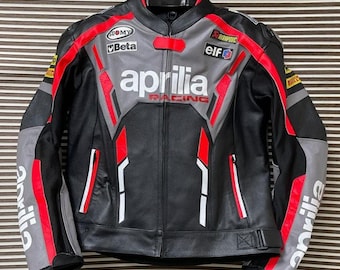 Jaqueta de couro Aprilia Racing, jaqueta de motociclista Moto GP para homens