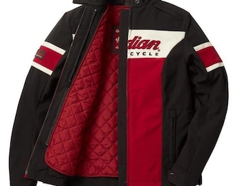 Jaqueta de motociclismo Indian Motorcycle Mesh, preta e vermelha, equipamento de proteção para motociclistas.