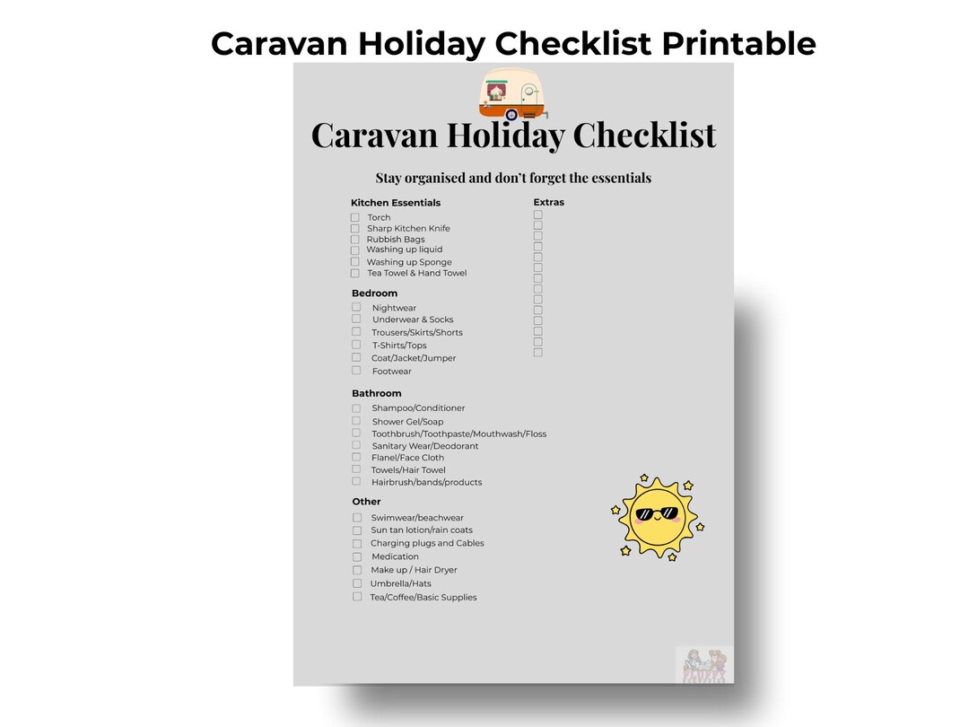 Caravan Checklist.pdf Caravan Holiday Checklist Printable | Caravan Packing List and Planner ...