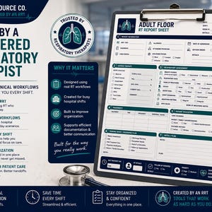 Adult Floor Respiratory Therapy Report Sheet | RT Brain Sheet | Respiratory Therapist Shift Report | Printable PDF | GoodNotes Compatible