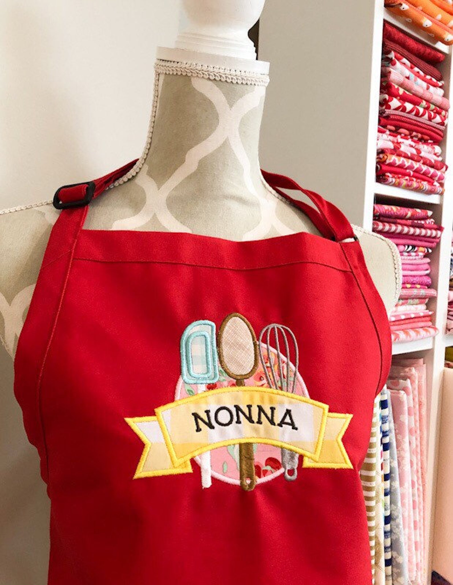 Nonna Apron Italian Style Embroidered Apron Woman Cooking Etsy