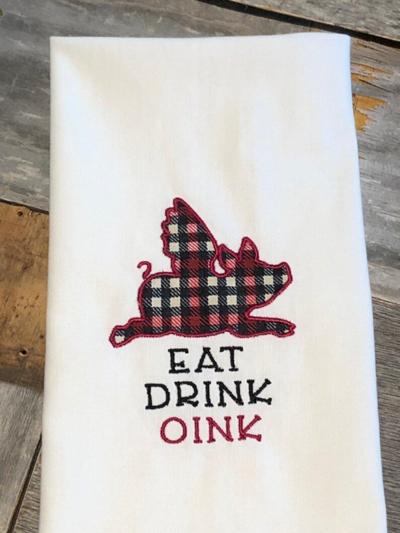 Pig Tea Towel Flying pig Kitchen Towel Funny Dish Towel Etsy