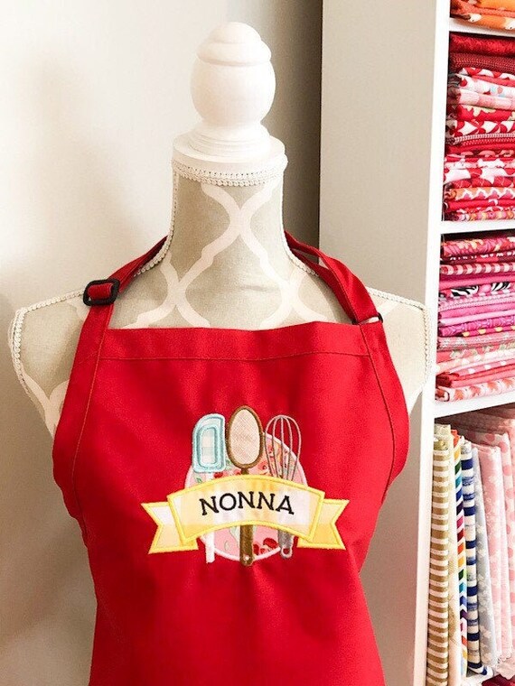 Nonna Apron Italian Style Embroidered Apron Woman Cooking Etsy