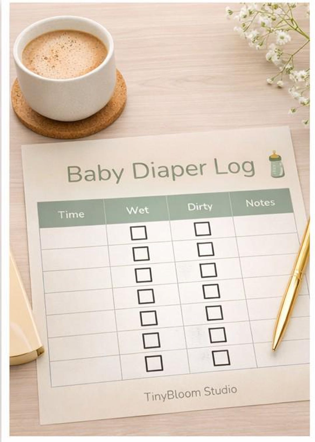Newborn Diaper Tracker Printable | Baby Care Log (instant Download) - Etsy