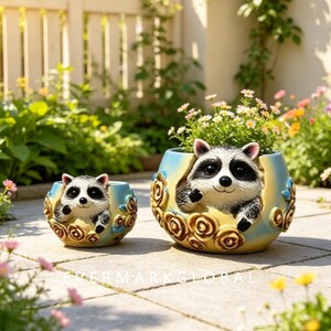 Cute Raccoon Resin Planter Pot, Embossed Rose Animal Flower Pot, Garden  Indoor Decor, Gift for Plant & Animal Lovers