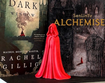 Red Hooded Girl Figurine | Dark Fantasy Bookshelf Decor | Gothic Book Lover Gift | 3D Printed Shelf Decor | Alchemised | One Dark Window
