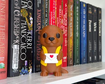 Cute Otter Bookshelf Decor, Book Lover Gift, Mail Carrier Gift, Love Letter Decor, Reader Gift