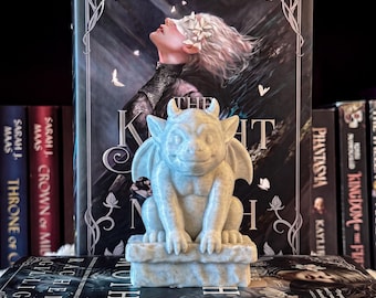 Gargoyle Bookshelf Decor, Gothic Bookish Decor, Fantasy Shelf Decor, Book Lover Gift, 3D Printed Gargoyle Statue | The Knight and the Moth