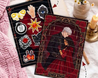 Dark Alchemy Romantasy Art Print & Sticker Sheet | Available Separately or as Combo | Laminated | Water-resistant