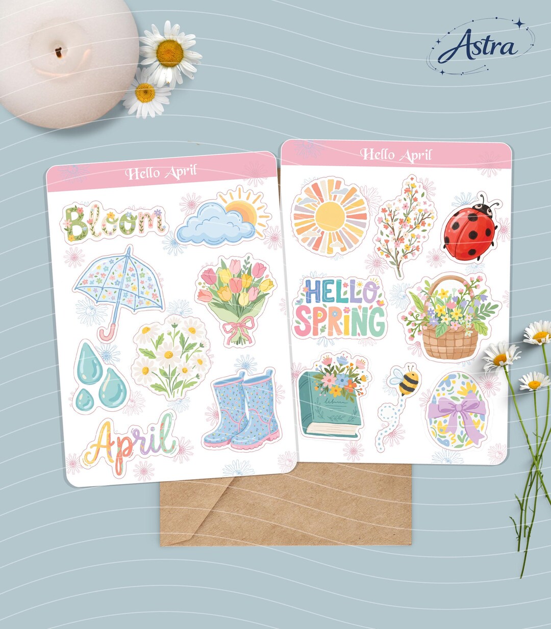 Hello Paril Sticker Hello April-stickers Sheet - Glossy | Set of 16 Vinyl Stickers ...