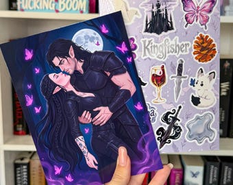 Romantasy Art Print & Sticker Sheet | Available Separately or as Combo | Quicksilver Inspired |  Laminated | Water-resistant | Durable
