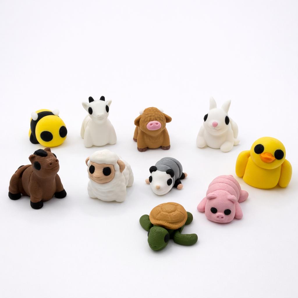 Portable Animals Farm Animal Pocket Pets – Articulated 3D Printed Flexi Animals, Cow Pig ...