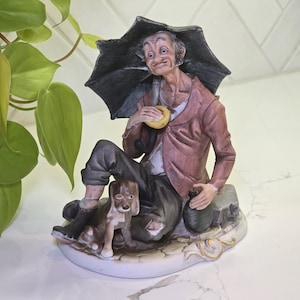 Capodimonte 陶器 置物 老人と犬と荷車 Capodimonte Man With Dog - Etsy
