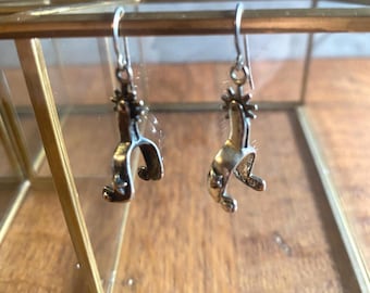 Sterling Silver Stirrup Earrings, KT & Co Equestrian Dangles, Western Cowboy Style