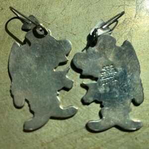 Vintage Taxco Sterling Silver Enamel Mickey Mouse Dangle Earrings TA Mexico afbeelding 3