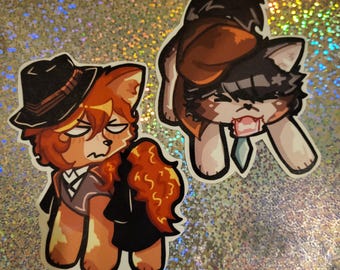 Chuuya Nakahara and Ranpo Edogawa as dogs Waterproof Sticker Set, Bungo Stray Dogs
