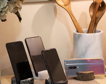 Marble Phone Stand Holder | Stone Mobile Stand | Desk Phone Dock | Luxury Office Decor | Minimalist Phone Holder Gift