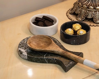 Tabla de servir de mármol con asa, bandeja de mármol blanco y negro, tabla para quesos, bandeja de piedra de lujo, bandeja de servir de cocina, decoración moderna para el hogar