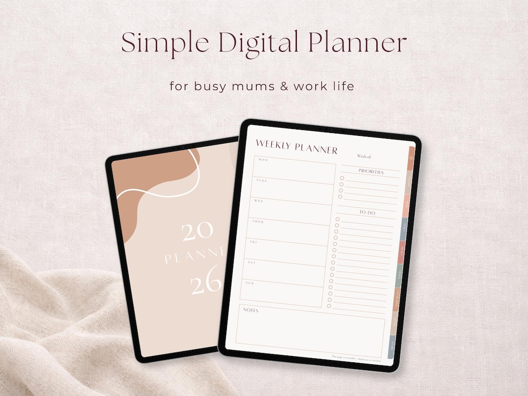 Digital Planner 2026 for Busy Moms | Simple Minimal iPad Planner With ...