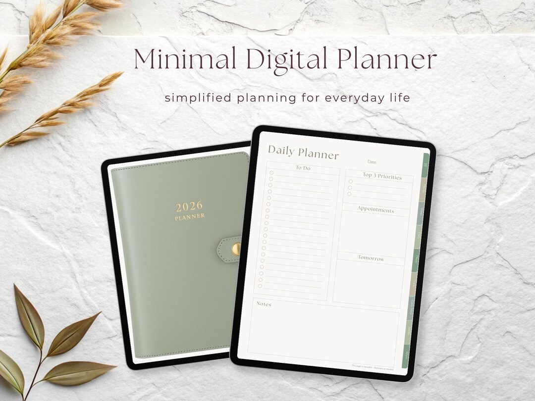 Minimal Digital Planner 2026 for iPad | Simple Leather-inspired Planner ...