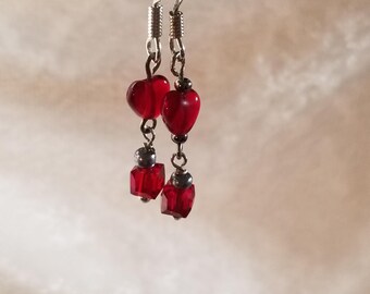 Red Heart Crystal Earrings