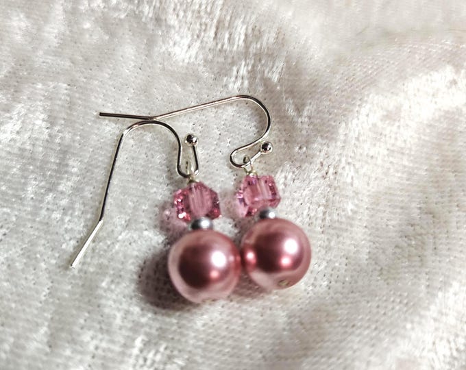 Featured listing image: Dainty Pink Crystal earrings