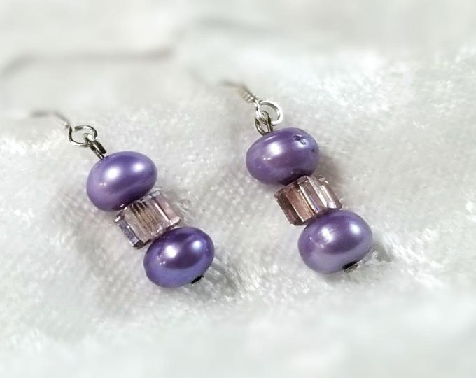 Featured listing image: Purple Pearl Earrings