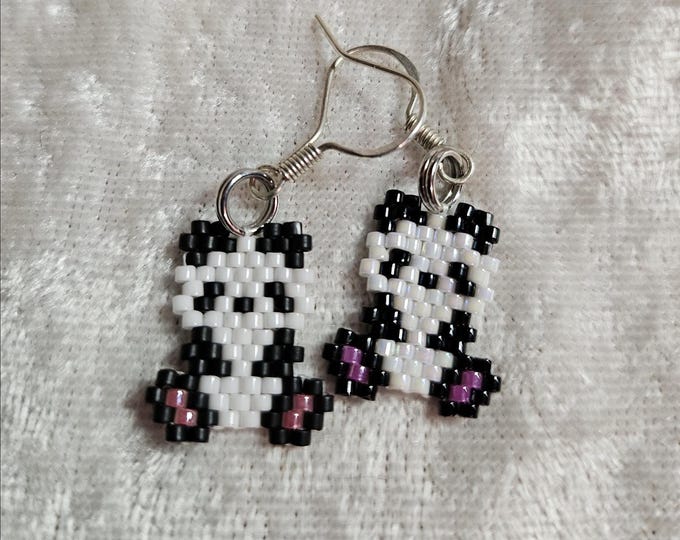 Featured listing image: Panda Bear Handmade Brick Stitch Earrings
