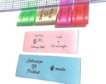 500 etiquetas para ropa plegadas lateralmente (+20 gratis), etiquetas de satén personalizadas para coser, TagsToGo