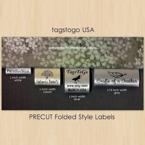 FLASH SALE 60 (+30 Free) Custom Satin Labels, Clothing Garment Tags, Precut Folded Style from TagsToGo USA