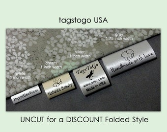 3,000-10,000 UNCUT for a DISCOUNT Folded Style Custom Satin Clothing Labels, TagsToGo