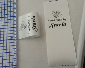 60 (+30 gratis) Etiquetas de satén personalizadas hechas a mano con su nombre, etiquetas para prendas, EE. UU., Lea los DETALLES DEL ARTÍCULO, Desplácese para ver las fotos