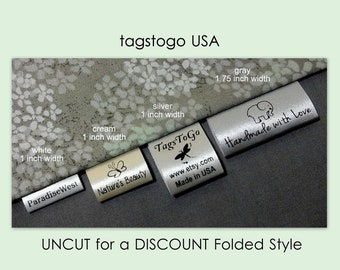 April Sale 230 (+50 Free) UNCUT for a DISCOUNT Folded Style Custom Satin Clothing Labels, TagsToGo