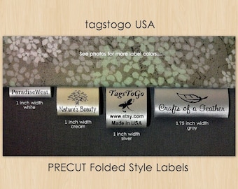 April Sale 230 (+50 Free) Custom Satin Labels, Clothing Garment Tags, PRECUT FOLDED Style from TagsToGo usa