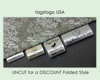 500 (+20 gratis) SIN CORTAR con DESCUENTO Etiquetas de satén personalizadas, TagsToGo, Tucson