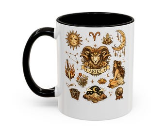 Celestial Moon & Sitting Cat Mug | Mystic Boho Astrology Coffee Cup