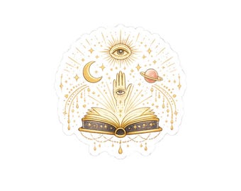 Mystical Open Book sticker | Kiss-Cut Stickers | Mystical Occult Witchy Boho