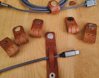 Leather Cable Keeper - USB cord organizer