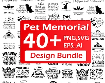 Haustier-Memorial-Svg PNG-Bundle, Shirts-Design, Tierliebhaber-Svg, Hund-Memorial-Pfotenabdrücke, Ornament-Memorial-Day-Svg, Engelsflügel-Svg, Haustierhimmel