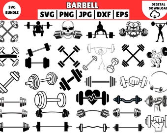Langhantel SVG-Bundle, Langhantel Clipart, Gewichte SVG, Langhantel Silhouette, Langhantel Split-Monogramm SVG, Langhantel Png, Langhantel Dateien für Cricut